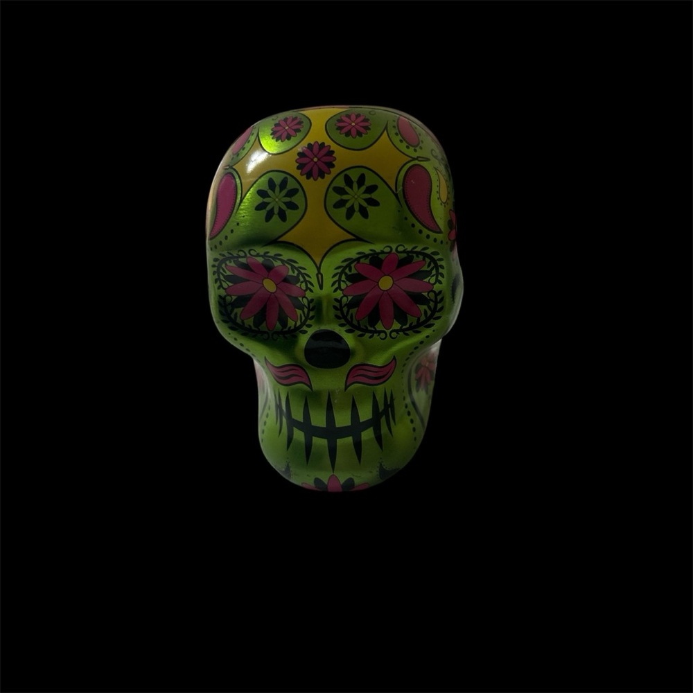 Green Floral Dia de los Muertos Sugar Skull Candy Tin